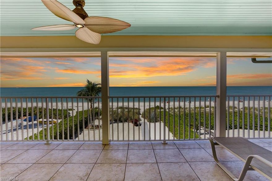 SPACIOUS DIRECT BEACHFRONT HOME with 5 bedrooms, 4.5 baths & upgrades galore. Delight in panoramic Gulf views all the way down the coast from Naples to Sanibel. Enjoy the sound of the rolling waves & year-round sunsets from one of two spacious beachfront decks. Many high-dollar recent upgrades including all new hurricane impact glass windows/sliders, newer A/C unit, recently replaced buried propane tank, beach cabana & gorgeous cosmetic improvements including beautiful new wood floors, tile on the diagonal & warm neutral paint throughout. Upgraded kitchen includes custom dual-toned cabinetry, upgraded stainless-steel cabinetry & neutral gray/cream granite counters. INCREDIBLE spacious Master Suite has oversized private beachfront balcony, sitting area with fireplace, morning bar, 2 large closets/dressing rooms with custom built-ins & HUGE en-suite bath with dual vanities, dual water closets, tub & custom tile walk-in shower. Excellent vacation home or INCREDIBLE rental income opportunity, with estimated income potential of $165K+! This Bonita Beach gem is a 10-minute drive to Mercato & the Promenade, with Waterside Shops, Coconut Point, 5th Ave & the International Airport nearby.