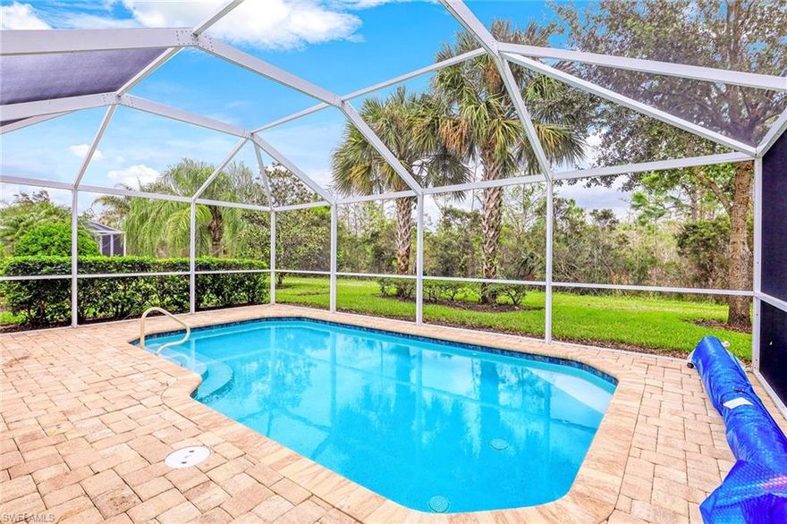 Enjoy spectacular, serene preserve views alongside your stunning in-ground pool each day in the lovely community of Verona Walk. Your spacious, screened-in lanai is like no other and offers ultimate privacy with one of the best views in the entire community. This light and bright three-bedroom, two-bath home flows seamlessly from room to room. Special features of this gorgeous property include a large master closet, screened-in entryway, manual hurricane shutters, a Ring doorbell, a generous two-car attached garage, and sparkling tile flooring in the kitchen, living and master suite areas. Verona Walk is a highly sought-after community in Naples featuring fantastic amenities. Spend your days exploring the resort and lap pools, fabulous fitness center, library, tennis and bocce courts, and on-site café, sweets shop, salon, post office and gas pumps. You may never leave this incredible community, but if you do, you are minutes from I-75, Marco Island, downtown Naples, numerous world-class golf courses, exquisite dining, shopping and more. Welcome home!