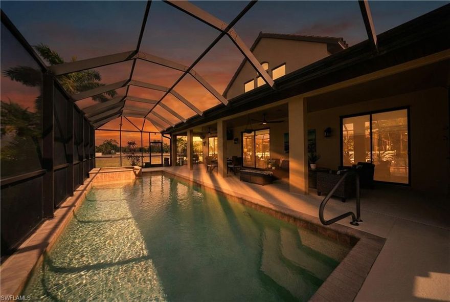 Step into space, privacy, and effortless Florida living in the highly sought-after gated community of Daniels Preserve built by Mercedes Homes.  Positioned on a premium 1.3 acre oversized cul-de-sac lot, this exceptional 5-bedroom, 3.5-bath home with a den offers over 3,500 square feet of beautifully designed living space, peaceful lake views, and direct access to the community common area—all with remarkably low HOA fees.

Designed with flexibility in mind, the thoughtfully planned Lora with second floor flex space layout is ideal for multigenerational living or hosting guests, featuring two expansive living areas for comfort and privacy. The primary suite offers direct pool access, creating a private retreat, while the upstairs bonus suite includes a full bath, walk-in closet, and additional bedroom—perfect for guests, extended family, or a private media space.

At the heart of the home, the gourmet kitchen invites connection and entertaining, showcasing new granite countertops, a breakfast bar, walk-in pantry, and high-end appliances, all flowing seamlessly into the main living and dining areas.

Recent upgrades provide peace of mind and added value, including a new roof (2020), fresh exterior paint, updated ceiling fans, and a brand-new pool pump and filter.

Step outside to your private Florida oasis, where an oversized pool and spa are enclosed within a screened lanai, offering the perfect setting for entertaining, relaxing, and taking in stunning sunset views.

Daniels Preserve residents enjoy exclusive access to the Gateway Community pool and park, while the home’s prime location places you minutes from RSW International Airport, I-75, shopping, dining, Fort Myers beaches, and JetBlue Park (Boston Red Sox Spring Training).

With no flood insurance required, county-only taxes, and ultra-low HOA fees, this home delivers exceptional space, lifestyle, and value.

Opportunities like this don’t last—schedule your private tour today and experience the best of Gateway living.