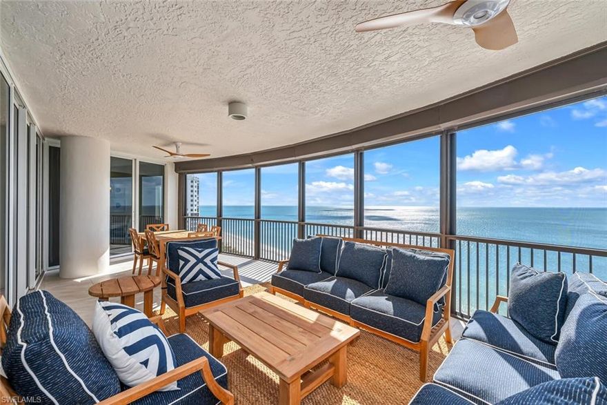 C7507 - Remarkably finished and impeccably furnished high floor “03” stack featuring the largest of four primary floor plans. Beautiful turnkey accessories make this offering the most complete, ready, and convenient way to start enjoying the Bay Colony lifestyle today. Special features begin with designer lighting, tasteful decor improvements, and electric window coverings and continue with all of the incredible amenities offered with the Pelican Bay membership, including rights to two tennis clubs and three beach clubs. World Class Concierge services are also available to Remington owners. Golf membership at the Pelican Bay Club or Bay Colony Golf Club is optional.