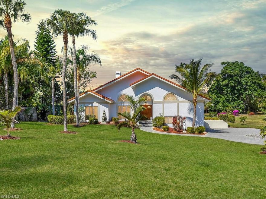 Beautifully situated in the prestigious Estates area of Marco Island, this charming home sits on an oversized 0.67-acre lot, with an impressive cypress-lined circular driveway this home offers space, privacy, and endless potential. The adjoining lot MLS 226009239 is also available and may be purchased as a package.
Lovingly maintained by its owners, this residence has great bones with cathedral ceilings and a warm, comfortable feel the moment you step inside. The current floor plan features 3 bedrooms and a huge loft, creating flexible spaces for guests. With thoughtful reconfiguration, the home could easily be transformed into a true 4-bedroom residence.
Whether you keep the layout as is or update it to suit your vision, the generous lot size and prime Estates location make this a standout opportunity on Marco Island. Combine the home and vacant lot and create your dream compound to spread out and entertain.