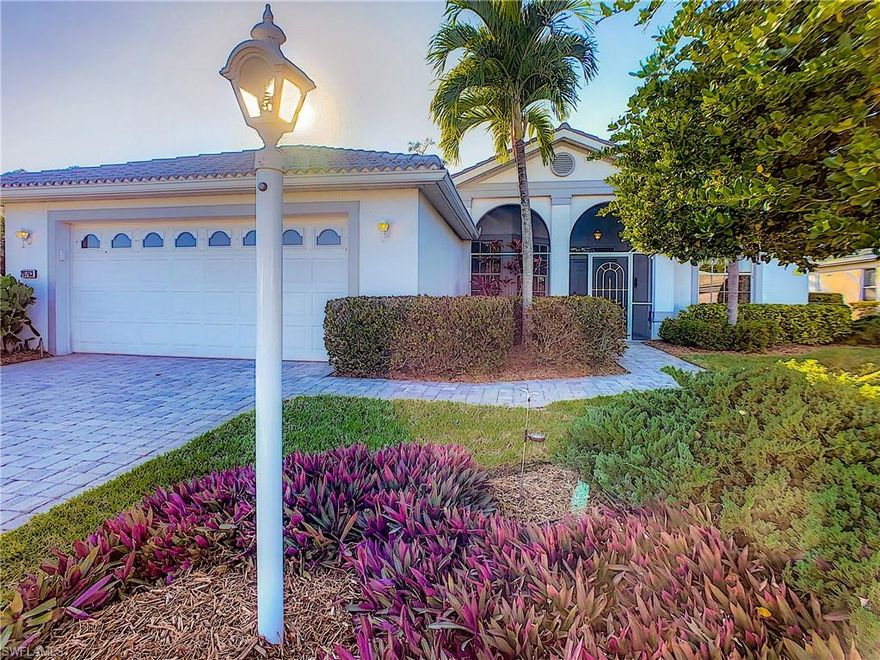 Fan favorite Ibis II home in HERONS GLEN Country Club with open floor plan, 2 bedrooms + DEN, separate laundry room, and split bedroom layout. This home also boasts a 17’ x 27’ tiled, UNDER AIR Florida Room overlooking a private preserve. The Florida Room flows off the great room, creating a fantastic venue for entertaining or to simply relax with your favorite companion. If you love Florida’s indoor-outdoor living, you’ll also love the screened front loggia, and the private paver patio area with garden arbor. Inside you’ll find a fresh and bright color scheme throughout the home with upgraded fans and lights, and tile and wood grain laminate flooring. There are newer STAINLESS appliances in the cheerful kitchen and filtered water to the sink and fridge. The hot water heater is new, garage has built in storage, and the lot is oversized. Come enjoy the active community of Herons Glen where the residents own the facilities and amenities are second to none, including Clubhouse, Restaurant, Lounge, Bocce, Shuffleboard, Pickleball, Billiards, 6 HarTru Tennis Courts, craft & card rooms, Heated Pool/Spa and Championship Course Golf is optional. CALL TODAY for your private showing.