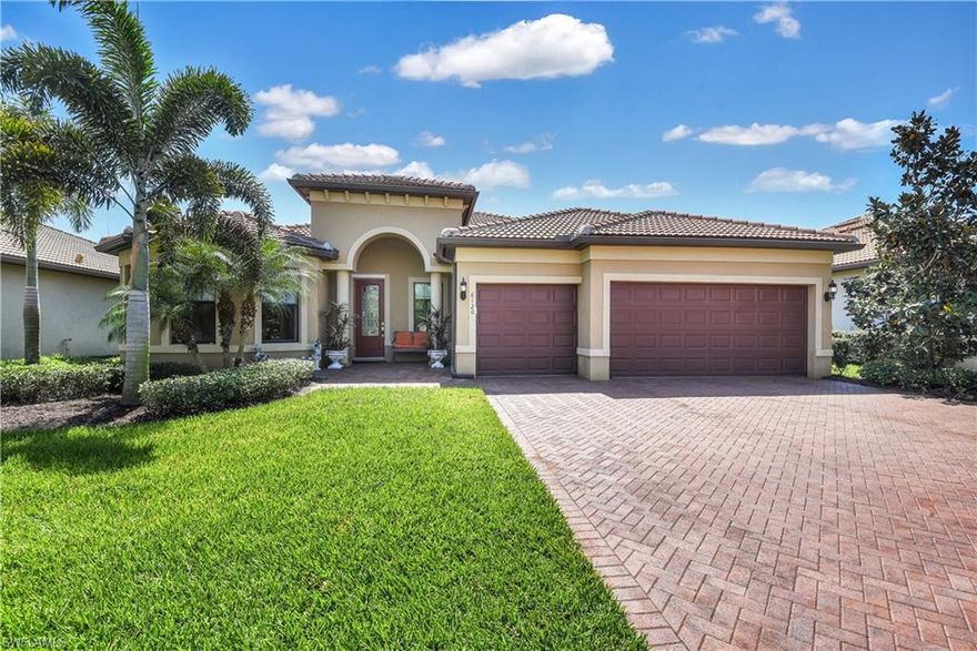 Luxury living starts here! This open, spacious, 3 bedroom + a den, 3 bath Pinnacle model home in the desirable Del Webb community hits the market. Beautiful view from when you walk in the front door, the home is set on the lake + the golf course. The split bedroom floor plan creates a bright, roomy feel perfect for daily living and entertaining. Featuring an open concept gourmet kitchen with designer cabinets, top of the line appliances, quartz countertops, walk in pantry + a breakfast bar, you may never want to leave! The master bedroom has a huge walk in closet, master suite with a walk-in shower + double sinks. There is another bedroom with an ensuite bath for guests + a bedroom that shares the hall bath. The flex room in the front of the home makes a great office and/or guest room for additional visitors. Enjoy the best of both worlds- your own spacious lanai with pavers or experience resort style living and everything Del Webb has to offer such as a fitness center, resort style pool, bocce, and many clubs and groups-there is something for everyone! Ave Maria is a self-sustained town, complete with a Town Center, preserved open space, convenient amenities and recreation.