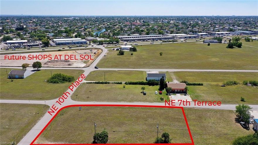 THE PRIME COMMERCIAL PROPERTY YOU'VE BEEN WAITING FOR! ONE BLOCK AWAY FROM THE SHOPS AT DEL SOL. THIS PRIME COMMERCIAL PROPERTY located in a rapidly growing business district of Cape Coral, bundled with 4 additional connecting lots measuring a total of 250LF x 125LF (31,250SqFt / 0.72 acres), offers a rare opportunity to own a piece of the booming commercial real estate market. Situated just off the highly trafficked Pine Island Road, this property benefits from excellent visibility and easy access, making it an ideal location for a variety of businesses.

With the area's strong economic growth, this Commercial location is perfectly positioned for retail, office space, or service-based businesses looking to capitalize on the expanding market. The property is surrounded by established businesses, with nearby residential and shopping communities ensuring the steady flow of potential customers.

Key Features:

Prime Location just off Pine Island Road, one of Cape Coral's busiest thoroughfares.

High Visibility with significant daily traffic, perfect for retail or service-based businesses.

Expanding Area with ongoing development and increasing demand for commercial space.

Zoning allows for a variety of commercial uses, providing flexibility for your business needs.

Ample Parking to accommodate customers and employees.

Quick Access to major highways and nearby attractions, offering excellent convenience.

Designated Alleyway in rear of the property allows for more private business access and improved professional appearance of front entry. 

Whether you're looking to expand your business or invest in a growing area with strong potential for future appreciation, this property is must-see. Don't miss out on the chance to own a commercial space in one of Cape Coral's most vibrant and promising locations.

The following properties listed are being sold all together as a bundle. The Address and Legal Description of each are listed as follows: 1057 NE 7TH TER CAPE CORAL FL 33909,
CAPE CORAL UNIT 31 BLK 2013 PB 14 PG 152 LOT 28; 1059 NE 7TH TER CAPE CORAL FL 33909, CAPE
CORAL UNIT 31 BLK 2013 PB 14 PG 152 LOT 29; 1061 NE 7TH TER CAPE CORAL FL 33909, CAPE CORAL
UNIT 31 BLK 2013 PB 14 PG 152 LOT 30; 1063 NE 7TH TER CAPE CORAL FL 33909, CAPE CORAL UNIT 31
BLK 2013 PB 14 PG 152 LOTS 31 + 32; 1069 NE 7TH TER CAPE CORAL FL 33909, CAPE CORAL UNIT 31
BLK 2013 PB 14 PG 152 LOTS 33 + 34 + 35 + 36.