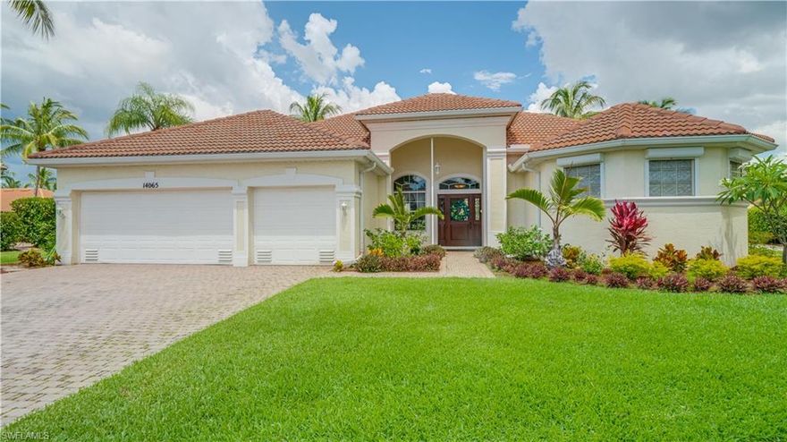 At the end of this cul-de-sac sits this beautiful and meticulously cared for lake front home with a 4 bedroom + Den-3 bath-heated pool/spa-3 car garage, 1 car garage has been converted to an office, easily can be reverted back. Beautiful view of the lake.  Many upgrades - Crown molding- COREtec Flooring, RO Water filtration system, Electric storm shutters with battery back-up, Brazilian Mahogany front door with rustic wrought iron grills, Window treatments  + many more upgrades. Picture yourself enjoying the best that southwest Florida offers in this exclusive neighborhood. Reflection Lakes is a gated community has all the amenities you need. Centrally located only minutes from shopping, restaurants, beaches, hospitals and schools.