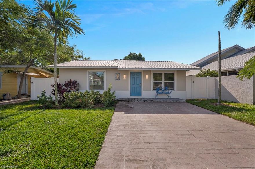 TURNKEY! Renovated, cute and cozy coastal cottage, with a pool! This charming 3 bedroom, plus den (furnished as a 4th bedroom) and 2 full bathrooms, offers the perfect blend of comfort and convenience, with no HOA fees or restrictions! Featuring a 2021 metal roof & water heater, 2022 total renovation, 2023 saltwater pool with entire backyard fencing, 2024 AC and 2025 tile flooring throughout. This property is located in a terrific location! Ride your bike to Vanderbilt Beach or Wiggins Pass Beach. Walk to the Granada Shoppes, Mercato, Pavilion and all the Naples Park restaurants, shopping and healthcare. If you're looking for your future home or an investment, this is a fabulous find! It's a move-in ready property, with no rental policy, that currently has tenants in place through the first week of March 2026.