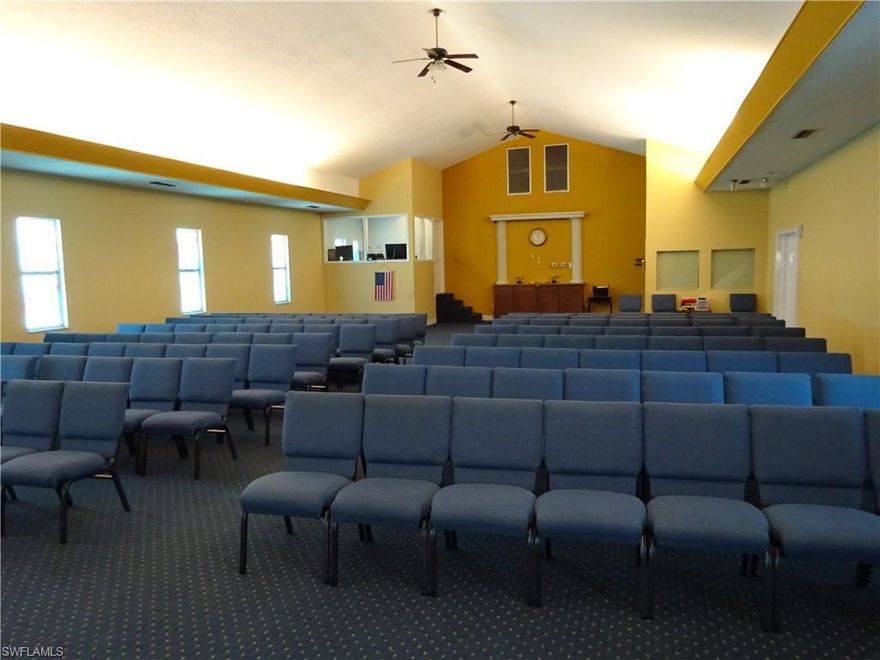 ****CHURCH CAMPUS-OPERATING WITH 300 SEAT CHAPEL****  APPRAISAL BY MAXWELL, HENDRY, & SIMMONS. Total of 8,374 square feet, Built in 1965.   This well-maintained church property offers a functional and versatile layout designed to support worship, education, and community activities.  The building features both a large main sanctuary (300 SEATS), and a smaller chapel (100 SEATS) providing flexible spaces for services, ceremonies, and gatherings of varying sizes.  A welcoming vestibule creates a natural entry point into the property, while multiple classrooms support religious education, meetings, or community programs.  Dedicated office spaces allow for administrative operations, pastoral use, or organizational needs. This property also includes a fully equipped kitchen, ideal for events, fellowship meals, and community outreach.  Adjacent to the kitchen is a spacious outdoor area featuring six picnic tables, creating an ideal setting for fellowship meals, gatherings, and community events. The overall layout is practical and adaptable, making it suitable for continued religious use.