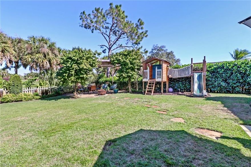 Your picture-perfect family home is available in the coveted Palm River Estates neighborhood, where you will find more than 1,700 square feet of renovated space with three bedrooms and two bathrooms. Upon entry, you will find exquisite marble floors stretching across the open floor plan. The marble extends to the kitchen, where there are marble and quartz countertops, an RO system in the kitchen sink, and a custom range hood. Just past the kitchen is the laundry room, which opens to the two-car garage. The laundry room and master bedroom both feature built-in cabinetry for additional storage space in the home. The fully renovated bathrooms also include frameless shower doors. This beautiful home’s windows and doors are all impact resistant. Walk through the sliding glass doors and you are greeted with an expansive, screened-in outdoor living area with a pool and a picturesque golf course view. The white fencing is a great addition to the backyard, which also includes a new irrigation system, an additional covered outdoor living area, and a tree house. Schedule your tour to experience this move-in ready gem in North Naples.