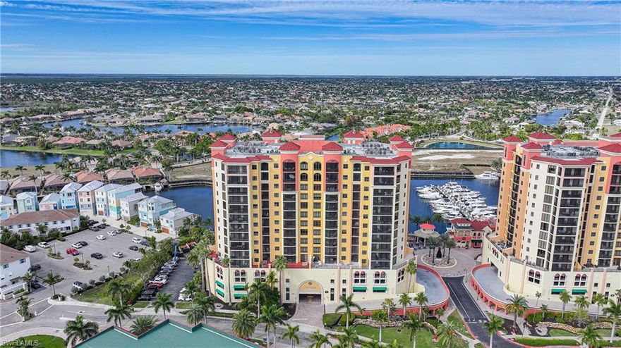 STUNNING VIEWS FROM THIS 8TH FLOOR UNIT. SEE THE BASIN, CANAL ENTRANCE INTO CAPE CORAL, WETLANDS AND ON A CLEAR DAY YOU CAN SEE THE CALOOSAHATCEE RIVER. THIS IS A BEAUTIFUL UNIT THAT NEEDS NO WORK. 3 BEDROOMS, 2 BATHS A LARGE OPEN SCREENED IN LANAI.