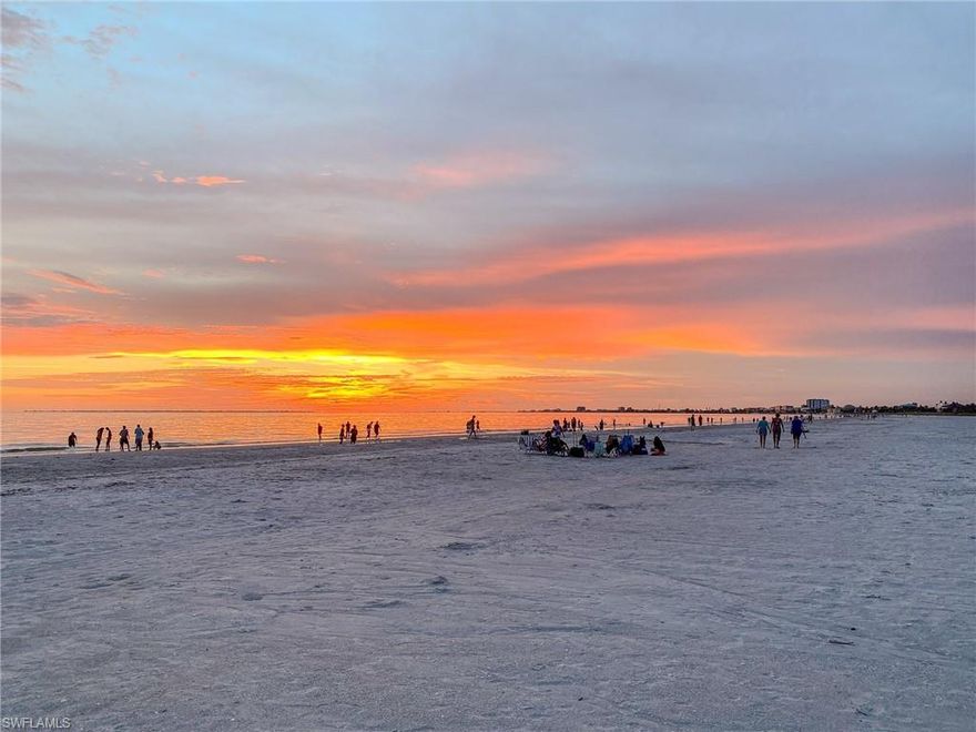 Move right in!  Two bedroom plus den fully furnished condo.  Den can easily be used as a third bedroom.  Enjoy your breathtaking Gulf of America sunset vistas.  Superb location near the north end of Fort Myers Beach a five minute walk to the Margaritaville resort.  Unit can be rented up to six times per year with 30 day minimum rental.  Walk to the water in the morning with your coffee and enjoy!  The photos of the unit speak for themselves.