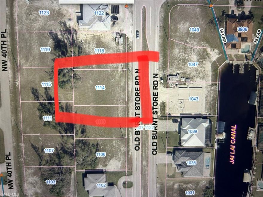 Premium residential lot located across from spectacular Gulf access waterfront properties. Perfect location with Western exposure. Near the Seven Island project and very close to Burnt Store Marina.