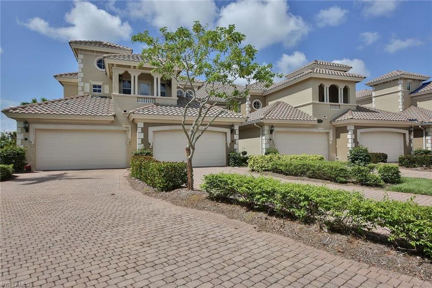 Excellent location with exceptional south-facing lake view, this charming luxury condominium in Fiddler's Creek is a perfect retreat from the ills and chills of the north. With three bedrooms, three baths, 10-foot ceilings and 8-foot doors throughout, it's difficult to find a better unit in today's aggressive market. Luxury cherry cabinetry and custom granite countertops provide a superior foundation for a dramatic new color pallet keeping time with today's trends. Stainless GE appliances and extra overhead and pantry storage is a treat for the gourmet cook. 18-inch tile on the diagonal in all the living spaces and continued out to the spacious and stunning screened patio requires no change and is move-in ready. Spacious and open, Varenna has some of the nicest patio living in Fiddler's. The master bedroom suite includes two walk-in closets, a large shower and a garden bathtub. Located a few steps from the neighborhood pool, or take a little longer walk to the famous club, spa, and fitness center for an afternoon of relaxation. One of the finest country club-style communities in Naples. Ten minutes to the beaches and amenities of Marco Island and 20 minutes to Old Naples.