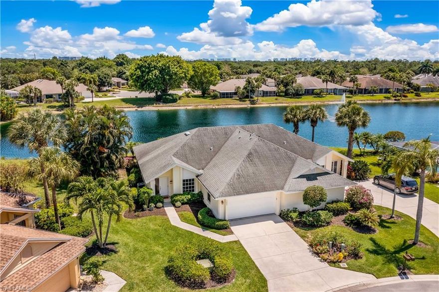 Upon entering the residence, you are greeted by panoramic lake views. Relax on the oversized screened lanai w/views of the lake & water fountain. The setting-a sense of tranquility w/large water views, privacy, and nature. Southern exposure & volume ceilings add to the light & bright residence. Pride of ownership shows in this delightful villa. 2 split BR'S, 2 BA'S & oversized 2 car garage. Entertaining your guest/family optimizes the Florida lifestyle - choose between casual dining indoors or spacious outdoor dining area. Kitchen w/breakfast bar open up to family & dining  rooms. Upgrades include porcelain tiles throughout, newer HVAC system / all ducts, washer / dryer, refrigerator, & master bath freshly painted.This attached villa has it all. LOCATION-On a cul-de-sac, minutes to fine dining, shopping, and the beach. LIFESTYLE-Gated, sidewalks for walking, community pool / clubhouse. 
Park Place West is an intimate community located within the desirable Imperial Golf Estates that offers a 24/7 manned gate. Membership to the Imperial Golf Club is optional. Membership offers two 18 hole championship golf courses, fine/casual  dining, tennis & more. Agents see confidential remarks