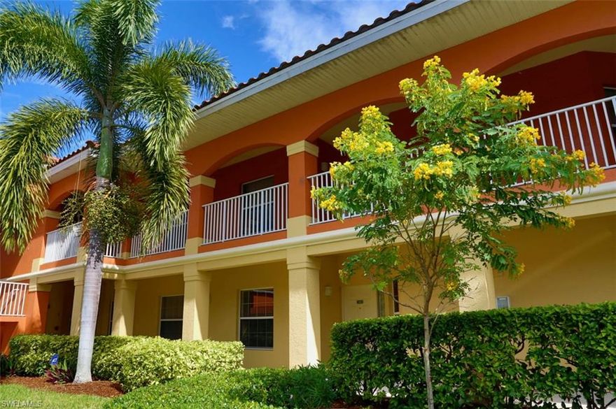 You’ll love this location – less than 5 miles to Sanibel & Fort Myers Beach & super close to shopping, dining, golf, entertainment, & nightlife! This fantastic top / 2nd floor condo offers 2 beds, 2 baths, screened lanai with a serene wooded view, an extended length detached 1 car garage, tile in main living areas, carpeted bedrooms, & neutral paint throughout! Located in popular Mandolin Bay - a beautifully maintained gated community with a 3,300 SQFT clubhouse, fitness center, fully equipped kitchen, tv area, billiards, heated pool & spa, library, and wifi in clubhouse – for low HOA fees of $360 a month (which also covers your cable & water!) Inside your new home you’ll be enjoying a fabulous kitchen with side-by-side refrigerator w/ water & ice dispenser, pantry, breakfast bar, separate dining room, & open family room with great view & a wet bar w/ cabinets. Enjoy the private view from the master suite with a sitting area next to the bay window, two walk-in closets, & master bath w/ walk-in shower & separate toilet room. Just a short drive to RSW International Airport & numerous Hospitals. Furniture negotiable! Check out the Matterport Virtual Tour to “walk through” the home.
