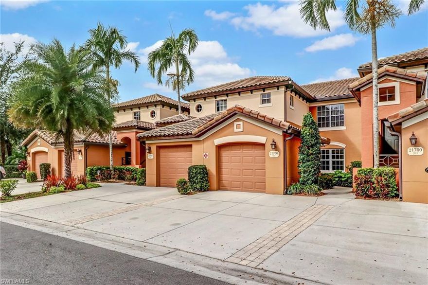 Unsurpassed & Extraordinary long vista view of sparkling lake & fairways from this easy access 1st floor coach home.  Meticulously maintained, tastefully decorated & attention to detail at every turn... with new granite counters, stainless steel appliances, front load washer & dryer. Hurricane Resistant windows in bedrooms, den & dining areas. Custom Hunter-Douglas Honeycomb-Cellular shades in bedroom & dining rooms.  Enjoy Pelican Sound amenities with purchase - 27 holes Audubon certified golf, aquatic driving range, 6 Har-Tru tennis courts, boat storage & launch to Estero River with  direct access to Gulf of Mexico, water taxi to Lovers' Key beach, canoes & kayaks available for resident’s use, new state-of-the-art fitness center, 6 community pools/spas + kiddie pool, tot lot, bocce, jogging paths, pickleball, basketball, formal Clubhouse & newly renovated River Club Sports Bar for casual dining. 24/7 guard gate Close to Coconut Point’s amazing of array upscale shops, restaurants & movie theaters, Germain Arena, FGCU,Gulf Coast Mall & Miromar Outlets, 20 minutes to international airport.
***See Virtual 3-D Tour***