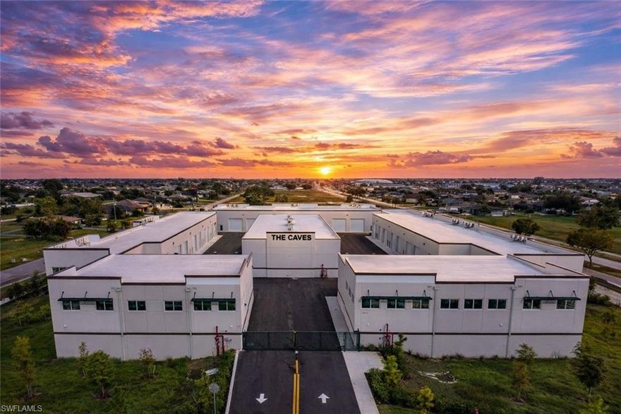 Unit 125 is located within The Caves, a private luxury garage community designed for those who want more than basic storage. The community is fully gated, climate controlled, and built for car, boat, and RV owners who value security, quality, and having a space they can actually use and enjoy. Amenities include an owner’s lounge, vehicle wash bay, and a strong sense of community among owners. Unit 125 offers approximately 770 square feet, measuring 22 feet wide by 35 feet deep, providing a highly functional layout ideal for vehicle storage, hobby use, or a personal workspace. The unit is mezzanine-capable, with options for walk-up mezzanines, bathrooms, and custom build-outs depending on how the buyer chooses to personalize the space. Whether you’re looking for secure vehicle storage or a flexible personal retreat, Unit 125 presents an excellent opportunity within one of Cape Coral’s most sought-after luxury garage communities.