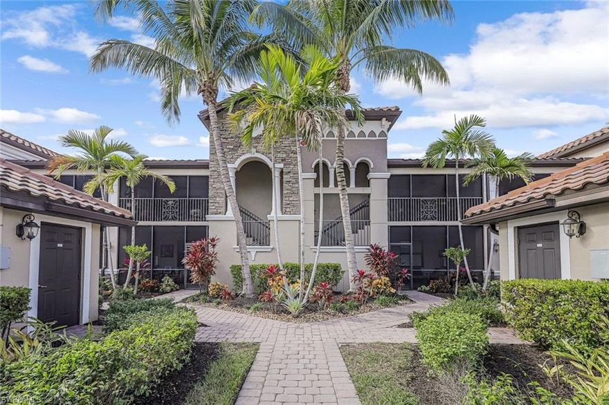 C13673 -Treviso Bay Sport/Social Membership Included  - Top Floor 2 bedroom plus den with many upgrades. The bright walls, white cabinets, & plantation shutters truly make this home unique. The layout offers an open floor plan with the kitchen flowing into the great room and dining area. The separate den/study with French doors provides privacy when working from home or utilized as a third bedroom. Enjoy morning coffee on your expansive front lanai while the sun rises and take advantage of sunsets on the rear lanai while entertaining with family and friends. The large master suite includes white cabinets, double sinks, and a shower. Venezia is a highly desirable neighborhood tucked away with its own secluded community pool. You can walk to the main clubhouse and have easy access out the back gate. This home includes a one car garage. Treviso Bay is an amenity rich community with a beautiful clubhouse and wrap around porch for dining and social activities, a large resort pool with bar and restaurant, full service spa, fitness center, 8 pickleball courts, Tennis and bocce. This home includes golf privledges at Treviso Bay off season.