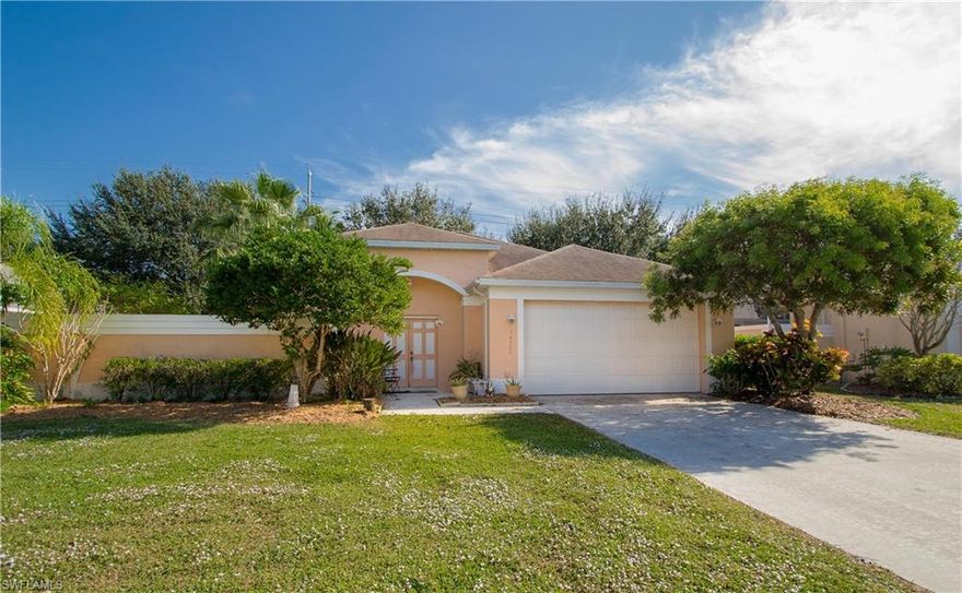 Wonderful Pool Home in Parker Lakes! This 3 Bedroom, 2.5 Bath, 2-Car Garage home has over 1700sf of living space w/ a Split Bedroom Floor Plan, vaulted ceilings, plant shelving,and tile throughout. The home has lots of windows overlooking the spacious open pool lanai, which is a perfect place to have a BBQ w/ family & friends.  The pool lanai features a wide cement pool deck, fence and a pool bath. The Grove is inside the family friendly community of Parker Lakes w/ 148 single family homes and it has a neighborhood pool in addition to the Parker Lakes' Fantasy Island pool & clubhouse, plus LOW HOA Fees. Located close to the beaches of Sanibel, Fort Myers Beach, Health Park Hospital, library, shopping & dining.