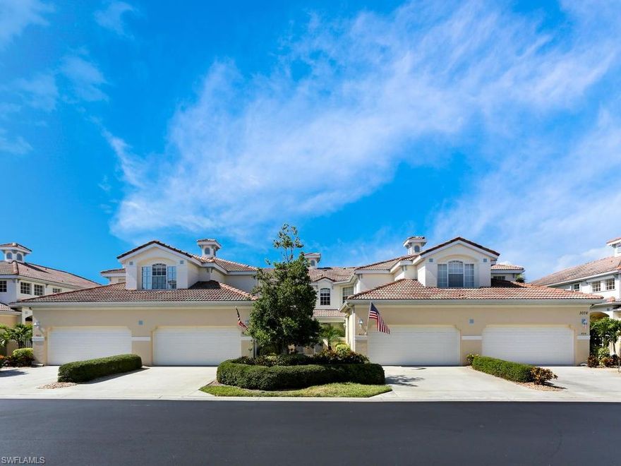 Take advantage of the new price adjustment! Bridgewater Bay is centrally located in North Naples.  This gated community offers a wide variety of amenities including lap and free form pools, tennis courts, bocce courts, and a fitness room.  This 3 BDRM + Den has been meticulously maintained by the original owners.  The floor plan includes a private master suite, a huge bonus room,  plenty of closet/storage space, and a two car garage. The large screened in lanai offers  beautiful lake views and breathtaking sunsets. This second floor, end unit is very quiet and is located just a short walk away from the community center. Make an appointment today to see a great value in a great Naples location.