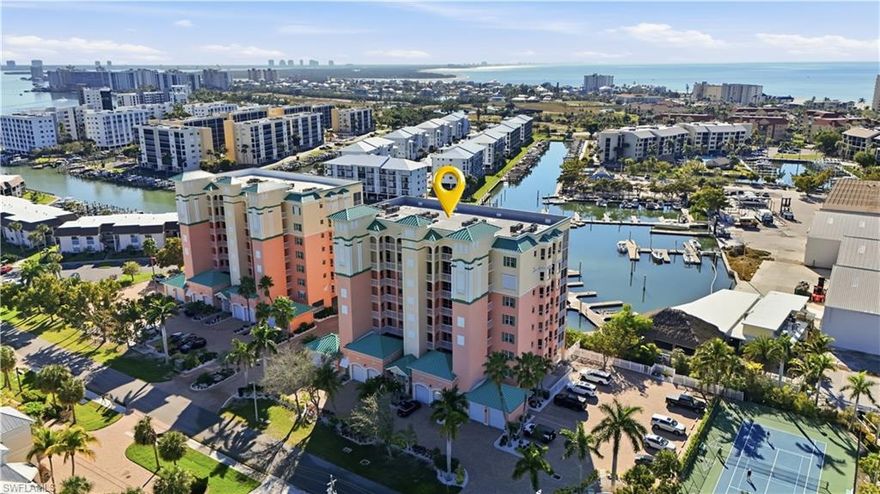 Welcome to your dream retreat at the Palm Harbor Club, a premier gated community on the quiet south end of Fort Myers Beach. This spectacular south-facing, 5th-floor condo offers 1394 square feet of ultimate Florida living. Conveniently located just steps to the Gulf of America and just down the street to Santini Plaza for all your shopping and dining desires. This condo is a prime opportunity for year-round living, a seasonal getaway, or a high-potential investor rental, with high demand for vacation properties in this area. Enjoy captivating views of the pool, Marina and Gulf access canal, and gorgeous sunset skies from your spacious screened lanai. Start your day with breakfast and coffee as the Florida sun rises. Feel like you're on a permanent vacation with a lovely community pool, large sun deck facing the marina, a spa, tennis courts, and a gazebo.  This 2-bedroom, 2-bathroom unit features an open floor plan, and a desirable split bedroom layout for maximum privacy. The large en-suite master bedroom includes two walk-in closets, and a private guest suite is ideal for visitors. The unit includes a separate laundry room, extra outside storage, an assigned covered parking space in a secure, gated garage, and key-coded building entry, offering both comfort and peace of mind.
Built in 2000, the Palm Harbor Club is a well-maintained, 9 foot ceiling and a secure building. We can provide full details on the milestone inspection status, SIRS funding plan, and master insurance policy to "pre-package the risk story" and provide transparency to potential buyers in today's market.
Experience the best of Fort Myers Beach living. This property is priced competitively in a buyer's market, offering excellent value for a discerning buyer. Schedule a private tour today to discover your future coastal paradise!