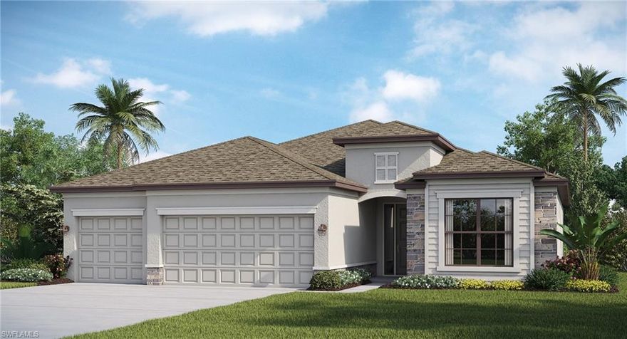 Treasure 2,244 square feet of glorious living space in the Princeton II, a split-bedroom plan featuring 4 bedrooms and 2 full bathrooms. This home comes with modern cabinets, tile in the living and dining areas, granite bathroom countertops, screened in Lanai, and crown molding in the main living areas.. The Owner's retreat has a huge walk-in closet and large bathroom with dual sinks and large spa shower. Open concept kitchen and great room opens to the covered lanai to enjoy expanded entertaining areas and Florida
breezes. Enjoy casual dining in the breakfast nook and special occasions in the formal dining area. The 3- car garage offers plenty of room for storage. Residents will enjoy the new amenity center featuring clubhouse, pool, fitness center, pickleball, basketball, tennis, kids playground and grilling stations. Photos & virtual tour are of model home & are used for display purposes only. Estimated delivery Sept/Oct 2023.