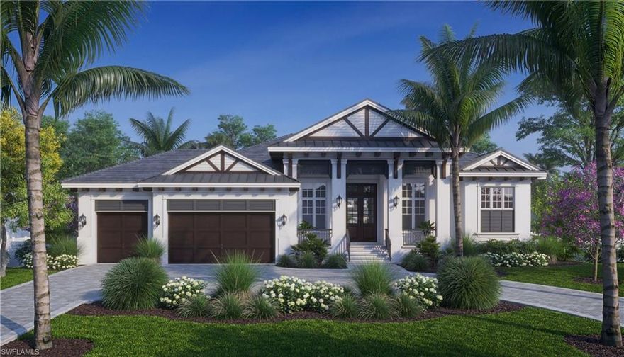 Another beautiful home under way by Park Shore's premier builder, Borelli Construction of Naples. The one story great room floor plan will greet you with intricate ceiling treatments 14 feet above. The high end, open kitchen has an oversized island and top-of-the-line appliances with gas range and 60-inch fridge and freezer upgrades. The home is destined for entertaining with the built-in wet bar complete with wine cooler. Impact glass sliders open wide for access to the inviting outdoor oasis. Multiple outdoor gathering areas including the large pool and spa, fire pit and lower sunning deck. Electric roll down screens to help you enjoy your outdoor living space. The owner suite is not to be outdone with the ceilings and exquisite marble bathroom. Dual closets with custom shelving and ample storage. Not a single inch of this home lacks details. This absolutely luxurious home has everything you need for full-time living or vacationing. Ideal location near private Park Shore beach and Venetian Village with its many shops and highly rated restaurants.