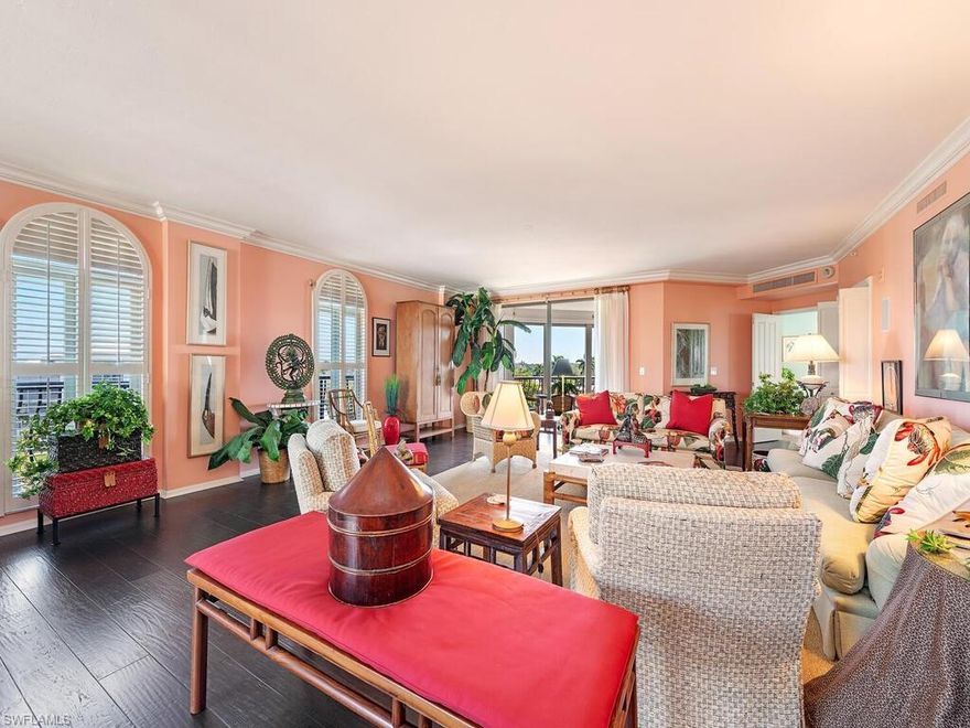 This gracious residence lives like an inviting single family estate home with a large, generous floorplan and its expansive rooms, multiple balconies, Gulf views, and sweeping eastern views over the "Miracle Mile" cityscape. Two bedroom suites plus a versatile den / library, separate office, a formal dining room, and a warm color palette complete this lovely residence. Via Delfino is a stately, boutique beachfront building (only 24 residences) with a premium location south of Doctors Pass and just a few doors down from the new, highly-anticipated Four Seasons Resort. Via Delfino is also pet-friendly! Take advantage of this immediate, exceptional beachfront value opportunity among the new, neighboring (& uber-expensive) redevelopment projects!