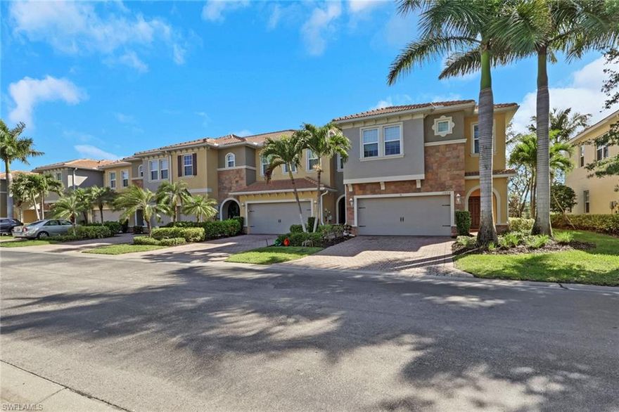 Spacious 2-story Westwood model townhome in the highly desirable gated community of Cordera, offering over 2,000 square feet of comfortable living space with 3 bedrooms plus a den, 2.5 baths, and a 2-car garage. This thoughtfully designed home features an open-concept layout ideal for everyday living and entertaining, with a well-appointed kitchen showcasing granite countertops, stainless steel appliances, a pantry, and a breakfast area. Tile flooring spans the main level. The spacious primary suite includes dual walk-in closets and an en-suite bath with double vanities and a walk-in shower. Enjoy peaceful outdoor living on the private screened lanai overlooking beautifully landscaped green space. Residents of Cordera enjoy resort-style amenities including a community pool, fitness center, and clubhouse, along with low-maintenance living as the HOA covers landscaping, exterior maintenance, cable, and gated security. Conveniently located just minutes from Coconut Point, I-75, dining, shopping, and Southwest Florida’s stunning beaches, this property is an exceptional opportunity for a full-time residence or seasonal retreat.