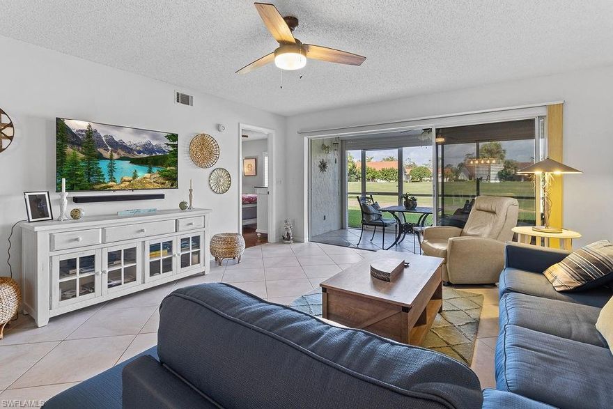 Are you looking for a resort like life style?  Look no more.  This 3 bedroom, 2 bath first floor condo is ready and waiting. Very peaceful inside and out. Enjoy the ease of entertaining or just your own peace and quiet. The unit is furnished and updated which includes Plantation shutters, $9000 in quartz and appliances in 2022; $6000 in guest bedroom w Murphy bed wall units and dresser in 2023; new HVAC 2023; new washer and dryer 2023; all furniture purchase in the last 4 years and entire condo painted in 2022.  Royal Wood features a beautifully manicured golf course, newly renovated restaurant/club house, newly built pro shop and gym with a separate yoga studio.  The clubhouse hosts Bingo, Trivia, Name that Tune, Kentucky Derby party/parade just to name a few social events you can attend.  There are many opportunities to test your golf skills with golf tournaments like Beat the Pro, Hullabaloo, Club Championship and many more!  Close to downtown Naples, 5th Avenue, easy drive to Marco island/Goodland, easy access to I-75 and Southwest Int'l Airport.  Live your best life here in Royal Wood.