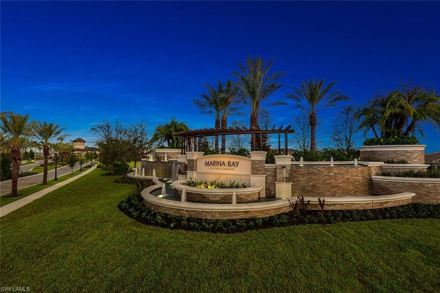 Marina Bay continues to delight residents and visitors. Yes this is a fabulous community at an incredible value.  GL Homes offers the very popular Bahama Model. This home is now offered and ready for a new owner. One year home warranty included. Great Room "Open Floor Plan" has three bedrooms and a den and three bathrooms on first living level. Second level has a fantastic bonus room with a half bathroom. This is a great extra space to complement the first floor when you need just a little privacy or extra room. The contemporary kitchen, cabinets and lighting fixture offer the cool colors and styling just right for a Florida retreat. Upgraded stainless steel appliances are included. Private landscape area behind the lanai. The 12,000+ sq. ft. Clubhouse and Lifestyle Complex is completed and being enjoyed daily be residents. Enjoy the fitness center, aerobics studio, indoor sports court, ping pong table, pool table, social hall, catering kitchen, game room, card room. Outdoor amenities include a resort-style pool, lap pool, tennis, pickle-ball, party pavilion and a very nice play area for the children. An incredible value with a very low HOA fee of $236 per month! Marina Bay WOW!