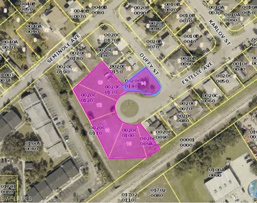 Exceptional Development Opportunity in the City of Fort Myers! Six continuous vacant lots located at the end of a cul-de-sac offering privacy, space, and excellent potential for future development. The combined lots total approximately +/- 1.12 acres and have minimal trees and brush saving time and development costs. Per city guidelines, duplex construction may be permitted with the required 100 feet of frontage, which would require combining lots, but also making this a great opportunity for investors and builders. Lots 9 & 10 must be sold together, as lot 9 is a non-buildable lot. There is a possibility that Lots 9–10 and Lot 14 may be sold separately. No individual sales of the middle lots will be considered. This cul-de-sac setting provides added appeal while still being conveniently located near shopping, dining, and major roadways. A versatile offering ideal for residential development or long-term investment. Info for all 6 lots are: 3669 ESTELLE AVE - 08-44-25-P1-0020C.0140 - IDLE TIME UNIT 2 BLK C PB 30 PG 42 LOT 14, 3665 ESTELLE AVE - 08-44-25-P1-0020C.0130 - IDLE TIME UNIT 2 BLK C PB 30 PG 42 LOT 13, 3661 ESTELLE AVE - 08-44-25-P1-0020C.0120 - IDLE TIME UNIT 2 BLK C PB 30 PG 42 LOT 12, 3660 ESTELLE AVE - 08-44-25-P1-0020C.0110 - IDLE TIME UNIT 2 BLK C PB 30 PG 42 LOT 11, 3662 ESTELLE AVE - 08-44-25-P1-0020C.0100 - IDLE TIME UNIT 2 BLK C PB 30 PG 42 LOT 10, 3664 ESTELLE AVE - 08-44-25-P1-0020C.009A - IDLE TIME UNIT 2 BLK C PB 30 PG 42 LOT 9 - S W 32.67 FT
Owner prefers to sell all 6 lots as a package. Listing price covers all 6 lots.
