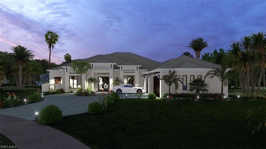 Last opportunity to purchase a new custom designed and to be built luxury home in the elite boutique neighborhood of Lipari.  Designed with an elegant coastal contemporary feel this  home has everything you could want. Every consideration has been given to modern living and the family looking for multi usage of space.  This single family home sits on a 1/4 acre lot and spans 3993 of inviting living space under air and a total of 5945 sq ft overall.  The custom designed gourmet kitchen with Thermador appliances and natural gas also features quartz counter tops throughout, full wet bar with ice & wine refrigerator /freezer and extended pantry.  The Homeowners suite has a large sitting area , his and her vanities and fitted walk in closet. The study overlooks a private courtyard and there is an oversized 3 car garage for all the families toys, along with a built in generator. The house has been designed so that the 4th bedroom can also function as a private office with an en suite bathroom. Oversized lanai, with motorized hurricane shutters, gourmet summer kitchen with 36" bbq custom pool with swim out beach area, spa and panoramic screen complete this luxurious home.