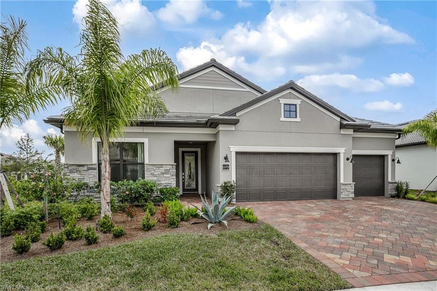 Pack your Bags! Stunning Coastal-modern Open-concept 3BR.2BA.Den on cul-de-sac loaded w/Luxury Finishes. Highly sought-after SUMMERWOOD(New2019)w/rare 3Car Gar., CofferedCeiling, LG OutdoorENTSpace, Impact-Resist Wind/Doors, MotorizedFabric Panels! Gorgeous LG Stone TILE throughout. Designer Kitchen w HUGE island for Entertaining, White-painted CABS,Tile B/S,KitchenAid Stainless Built-in Appliances, Dbl Wall Ovens, Glass Cook-top, FrenchDoorREF, QuartzCTops. Pendant lights over Island, Undercab Lighting set the mood for any occasion. Amazing Gathering Area w/COFFERED CEILING, designer lighting, Zero Corner Slider blends INT/EXT space, and dining area. TrayCeiling MBR, LG WALK-IN SHWER, DBL sinks, Huge Walk-in Closet. Two guest Bedrooms with shared Bath. 8 ft. Doors, Rec. lights, Whirlpool W/D, impressive landscaping, Custom Cabs n GAR, EpoxyFloor. Imagine morning coffee by Oversized POOL, Outdoor Kitchen/ENT W/Sonos. Somerset/The Plantation SWFL Premier master-planned Golf CommunityW/Best-in-Class Amenities including, 18HoleChampionship Golf (Optional) LG Clubhouse,Casual/OutdoorDining, ResortPool, Fitness, Sauna Har-tru Tennis/Pickleball/Convenient to Shops,Dining,ENT Transport!