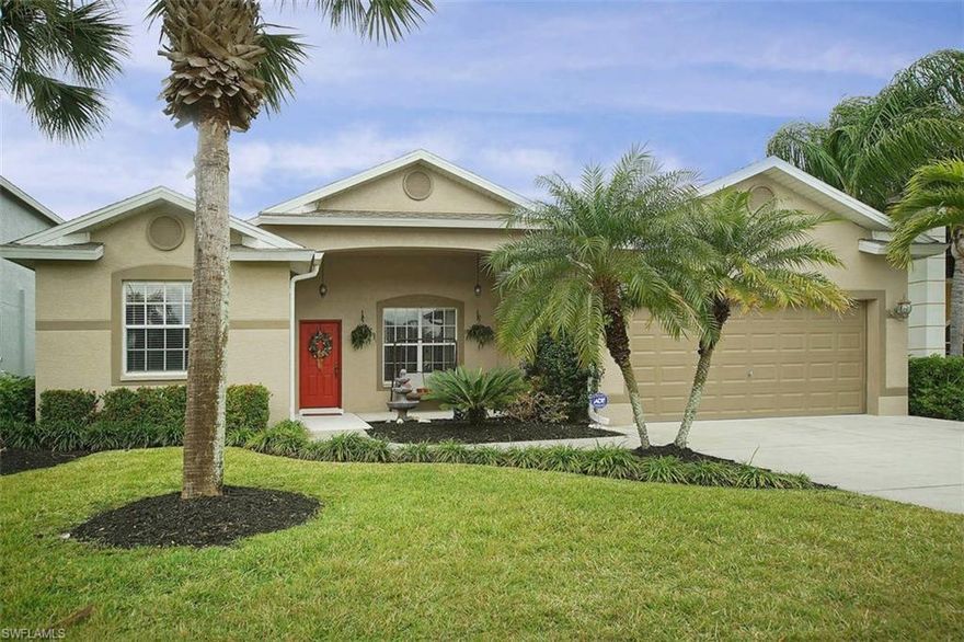 Come and see this very well maintained beautiful home in Stoneybrook of Estero. This is a split-bedroom Weston V model with 4 BR and 2 baths. Many upgrades. 5" baseboards throughout, chair rail & crown molding, newer carpet, hickory wood floors, epoxy garage floor, updated 2nd bath, attic storage w/ plywood flooring. The kitchen has stainless steel appliances, granite counters, tile backsplash, and soft-close drawers. The large screened-in lanai looks out to a beautifully landscaped backyard with plenty of room for a pool! New AC IN 2012. Amenities in Stoneybrook include community pool, golf course, tennis courts, large ball field, fitness center and playground. This home is ready to move in!
