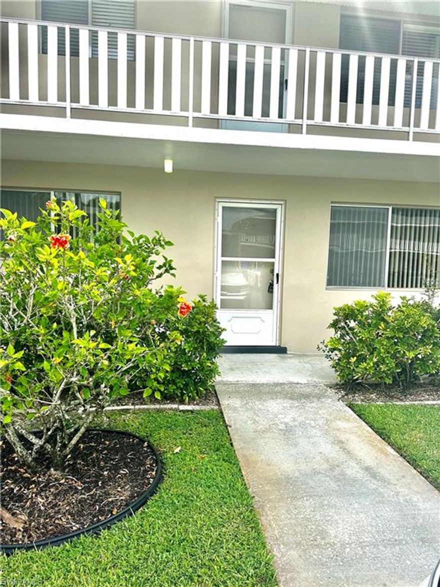 Looking for an investment or a place to call home in sunny Florida, then check out this open and bright 2 bedroom, 2 full bath condo!  Public transportation and shopping is within walking distance. Being sold furnished!  New AC in 2021! Spacious eat in kitchen, enclosed glass porch/lania adds additional living space or a nice office area. Both baths have been updated with new vanities, sinks and faucets, mirrors and lighting. Master Bedroom has a private bathroom with walk in shower. Common Laundry room for each building located just steps away from the front of the building, common heated pool with plenty of room for social events, great views of the public pay golf course! It offers assigned parking space directly outside your front door along with plenty of additional guest parking and just steps to the common sparkling heated pool. Low monthly maintenance fee covers all of the exterior including the roof, keeping your insurance costs lower. NO FLOOD INSURANCE REQUIRED HERE! LOCATED IN A QUIET 55+ COMMUNITY. No Pets are allowed.