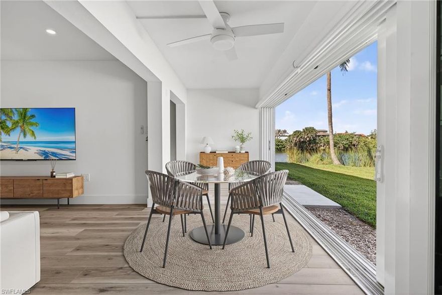 CONDO FEES REDUCED BEGINNING JANUARY 2026! New fee $4003/ quarter. Fabulous opportunity to own a brand new near-beach condo on Sanibel! Enjoy beautiful river views from the privacy of this exceptional condo. Impact sliders line the full expanse of the unit creating a fabulous indoor/ outdoor space with bright natural light. This sunroom extends the living area providing a comfortable open floor plan. The white kitchen features all new appliances, quartz counters, glass tile backsplash, shaker style wood cabinets, and a breakfast bar. The in-unit laundry hook-up and large closets with extensive storage offer excellent convenience. Located on Middle Gulf Drive across from the beach, Spanish Cay is a fully renovated riverfront complex. Decks over the river provide amazing areas to relax in this tranquil island setting with birds and other wildlife as entertainment. The community pool is well appointed and provides another way to enjoy the Florida sunshine. Sanibel's shared use path runs along the front of the community, providing easy access to miles of trails that traverse the island. Deeded beach access with parking is only 2/10 mile from the condo.