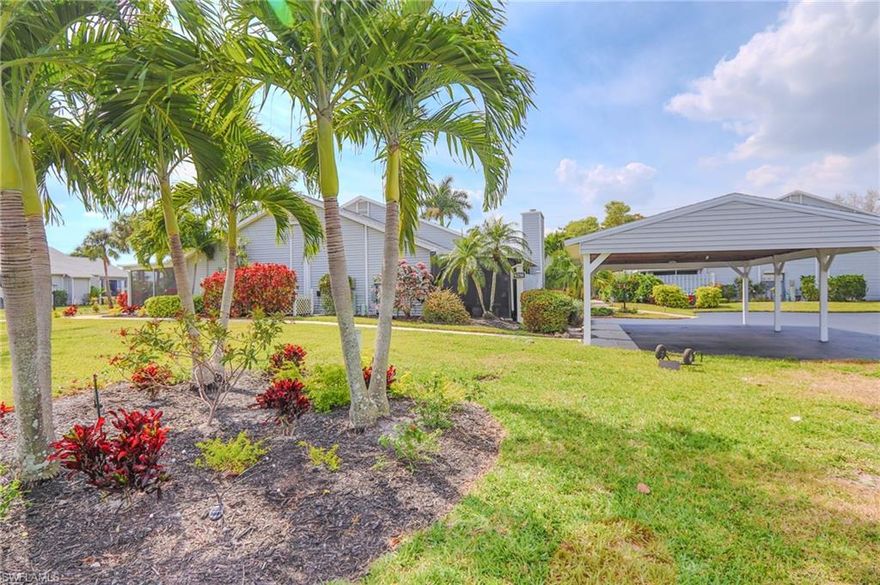 **BRAND NEW RENOVATIONS** Come be the first to enjoy this newly renovated 2 bedroom 2 bathroom condo with a nice and open split bedroom floor plan sitting within a community right across the street from the pool! Condo features upgrades galore, such as luxury vinyl throughout, granite counters in kitchen and baths, white shaker cabinets all brand new appliances in the kitchen, new fans and lights throughout, and even a tiled lanai! Also, each unit gets 1 covered carport for parking! Situated in Timberwood Village, this is the lowest priced available and ready now condo of its kind! Right off of 41 down Island Park Rd., this is close to gulf coast town center, 75, miromar outlets and coconut point malls! great South Fort Myers location here! Cute and quiet community living here, come be part of all this community has to offer!