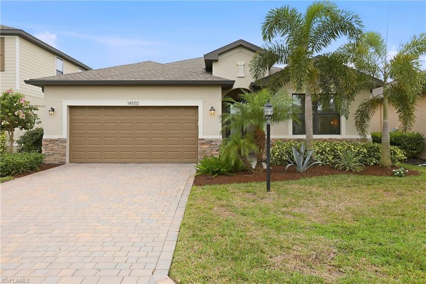 DREAM HOME ALERT!! STUNNING MARSALA FLOOR PLAN (3 BED + DEN, 2 BATH, 2 CAR GARAGE), IMMACULATELY CLEAN, COMES WITH MANY UPGRADES! Furniture could stay (negotiable), this gem is ready for you to move-in + enjoy your very own piece of SW Florida paradise! Welcome to this well-maintained, modern smart home, built in 2022, nestled in the highly desirable Portico community of sunny Fort Myers, FL. From the moment you step inside, you’ll appreciate the home’s bright, open layout and thoughtfully crafted design that blends style with everyday comfort. Tile flooring throughout the entire home creates a seamless, polished look while offering durability and easy maintenance, ideal for Florida’s warm climate. The heart of the home is an expansive great room w/tall glass sliding doors and several windows, for lots of natural light, enhancing the home’s pretty design and creating an inviting setting whether you’re enjoying a quiet morning coffee or hosting family and friends. The spacious is designed with both beauty and functionality in mind and boasts an impressive amount of granite countertop and cabinet space. It features a large island, upgraded stainless-steel appliances + a walk-in pantry. The luxurious owner’s suite has two walk-in closets and an ensuite bathroom w/dual vanity, large walk-in shower and a soaking tub. Two additional bedrooms, each with own private bathroom, are generously sized, offering flexibility for guests, or a hobby room. Especially if you’re working from home, you will love the separate den w/French Doors. A laundry room w/sink is also located inside the residence, for your convenience. Enjoy a truly laid-back Florida lifestyle on your screened-in lanai, overlooking the backyard with its beautiful Christmas palms and plenty of room to add a pool if desired. This amazing property truly stands out due to the MANY FURTHER UPGRADES that the owners have added, which are YOUR GAIN! Those Upgrades include a glass insert front door (impact glass), upscale light fixtures + multiple ceiling fans, garage w/epoxy floor and hanging racks for additional storage, gutters all around the house, upgraded landscaping/palm trees + more. Washer and dryer are also included! The elegant furniture w/European-inspired design and the luxury TV in the living room are negotiable. Start packing and get ready to enjoy your new dream home in sunny SW Florida! Imagine waking up to sunshine streaming through the windows, enjoying peaceful evenings indoors, or stepping outside to embrace the Portico lifestyle and all that Fort Myers and SWFL have to offer!
NO FLOOD INSURANCE REQUIRED! PORTICO is a highly sought-after, access-controlled community w/Low HOA fees. Residents enjoy resort-style amenities, including a clubhouse, community pool, gym, yoga/exercise room, tennis, pickleball, basketball + play area. Pets, Fences & LSVs permitted! Great location, short drive to I-75, shopping, dining & more!