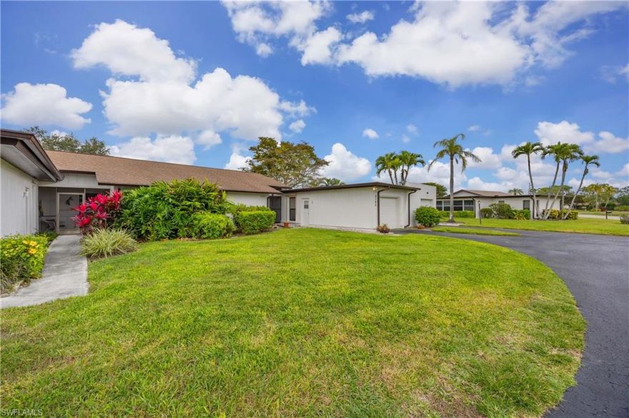 Move-in ready 2-bedroom + den, 2-bath attached villa with a 1-car garage in the desirable Lakewood community of Naples. This inviting residence offers peaceful golf course and partial lake views along with sought-after western exposure—perfect for enjoying Naples’ beautiful sunsets.

The split-bedroom floor plan provides privacy and functionality, featuring a spacious primary suite with a walk-in closet and walk-in shower. The guest bathroom includes a tub/shower combination, and the den offers flexible space ideal for a home office, guest area, or additional living space.

The kitchen is equipped with stainless steel appliances and opens to the dining area and enclosed lanai, creating a comfortable flow for everyday living and entertaining. The lanai overlooks the golf course and lake, providing a serene outdoor retreat. An additional front patio enhances the home’s outdoor living options.

Additional features include an in-residence washer and dryer, ample storage, and a convenient attached garage. Ideally located just off Davis Boulevard, this villa is within walking distance to a grocery store and only minutes from shopping, dining, downtown 5th Avenue South, and Naples’ renowned white-sand beaches.

An excellent opportunity for a full-time residence, seasonal escape, or investment property in a prime Naples location.