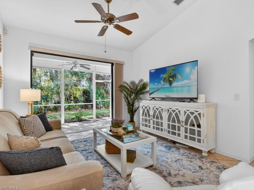 MOVE RIGHT IN. Come home to this beautiful, newly furnished home on the cul-de-sac of the quiet, serene side of The Preserve at the Shores. Privacy from every side...lush landscaping in back to enjoy from your roomy lanai, and no other units above or below you. Newer s/s appliances finish off the open kitchen large enough for entertaining. Enjoy a first floor main bedroom suite with a walk-in shower in bathroom. Upstairs and away from the main living area are 2 additional bedrooms and a full bathroom. Everything about this home, from the garage to the central Naples location that's just minutes to the beaches and right near everyday needs like grocery stores and restaurants, makes it the perfect place for a year round or seasonal home. Come and enjoy!