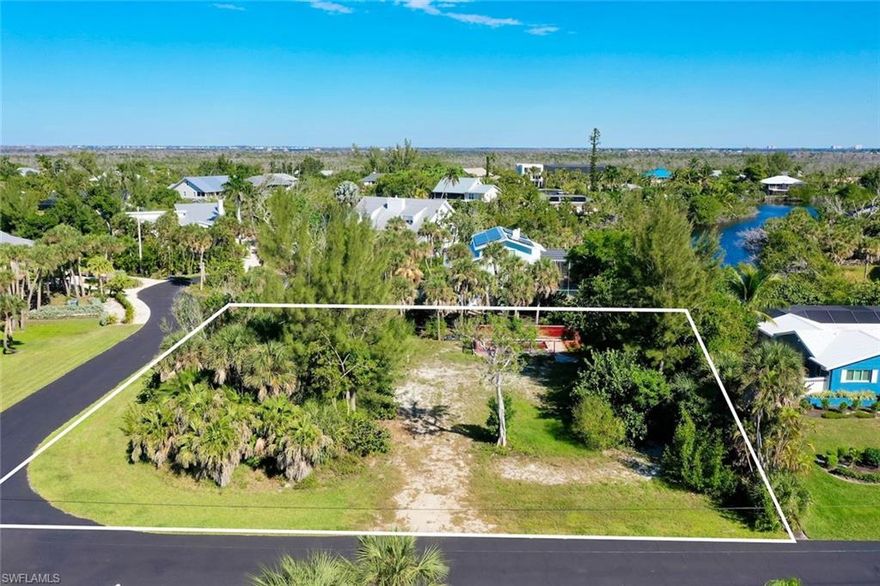 Fantastic corner lot in the popular Gumbo Limbo neighborhood.  Located at the corner of Bunting Ln and Coventry Ct. Build the perfect home on this large, .55 acre lot, mostly cleared, with a newer below-ground swimming pool in place.  No impact fees due to previous homesite.  Survey available.  House plans, which were approved by the Association, for a spacious 3 bed/3.5 bath home with 2-car garage are available for viewing. Gumbo Limbo is a friendly walkable neighborhood near shopping, bike path, great restaurants and the Sanibel Causeway.