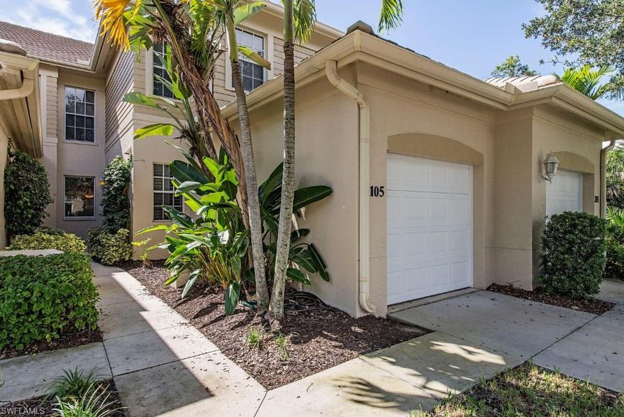 Beautiful 1st floor end-unit condominium in Pelican Landing’s desirable Sandpiper Greens neighborhood.  This home features an open great room floor plan with gorgeous diagonal grout-less porcelain tile throughout and wonderfully renovated master and guest baths.  The kitchen features new stainless steel appliances, custom track lighting, abundant raised-panel cabinetry, pantry, and breakfast nook.  Further upgrades include private custom tiled lanai with landscaped view and electric roll-down storm shutters, guest bedroom plantation shutters, Nutone entire home intercom/music system, remote controlled ceiling fans, entry sliding screen door, Schlage combination front door locking system, and much more!  One of the closest units to the community pool and spa!  Just a few steps from the Pelican Nest’s Golf & Country Club, this is an ideal location for any golfer or socialite.  EASY SHOW