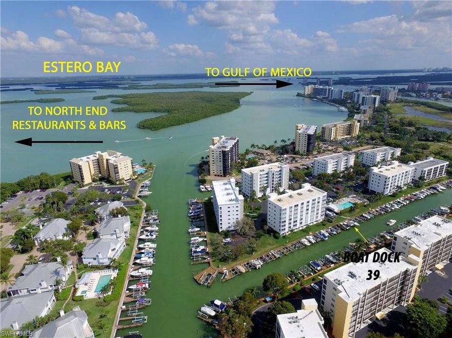 Casa Marina's convenient location means you could be boating in the open waters of the Gulf of Mexico in approximately 15 minutes or travel Estero Bay to our fun north end waterfront restaurants, bars, etc.  Estero Bay fishing is only minutes away. Dock has an approximate 10,000 lb. lift plus water and electric.  Annual Casa Marina II Boating Association fee: $600.00.  2020 taxes: $291. Sales application fee:  $75.  Must be an owner in Bay Beach Community to purchase.