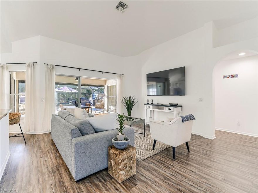 You will fall in love with this magnificent, fully updated home located in the highly sought-after Rose Garden coastal community. Designed for both comfort and entertaining, this spacious open floor plan features formal living and dining rooms, a warm and inviting family room, and four generously sized bedrooms, each offering ample closet space. Two beautifully updated bathrooms add modern style and everyday convenience.
At the heart of the home is a chef-inspired kitchen showcasing custom wood cabinetry with pull-out drawers, granite countertops, stainless steel appliances, and a large center island ideal for meal prep and casual dining. The kitchen flows seamlessly into the main living areas, creating an ideal setting for gatherings with family and friends. Soaring ceilings and expansive sliding glass doors flood the home with natural light and create a seamless connection to the outdoor living space.
The thoughtfully designed split floor plan offers privacy for both residents and guests, while the hall bath provides easy access from the interior as well as the swim spa pool lanai. Recent upgrades include a new HVAC system, roof, water heater, hurricane-rated garage door, and a sleek epoxy garage floor.
Step outside to your own private retreat. The oversized covered lanai features a brand-new outdoor kitchen complete with a BBQ and pizza oven—perfect for al fresco dining and entertaining. The heated swim spa pool offers a relaxing place to unwind, while the fully fenced backyard provides privacy, pet-friendly space, and elegant oversized travertine pavers.
The Rose Garden community offers direct access to nature trails, the Rotary Park dog park, and scenic views of Glovers Bight. You’re also just minutes from Tarpon Point Marina, The Westin Resort, and an array of dining, shopping, and art galleries. Additional outdoor highlights include fresh exterior paint and a storage shed for added convenience.
With close proximity to waterfront shops, restaurants, and entertainment—and easy access off Cape Coral—this home delivers the best of coastal living in a private setting that balances tranquility with excitement. If this community is new to you, now is the perfect time to discover it.
Come experience this exceptional home firsthand and envision your dream Florida lifestyle. Be sure to ask about the home’s VERY LOW insurance rates compared to similar properties in the area.