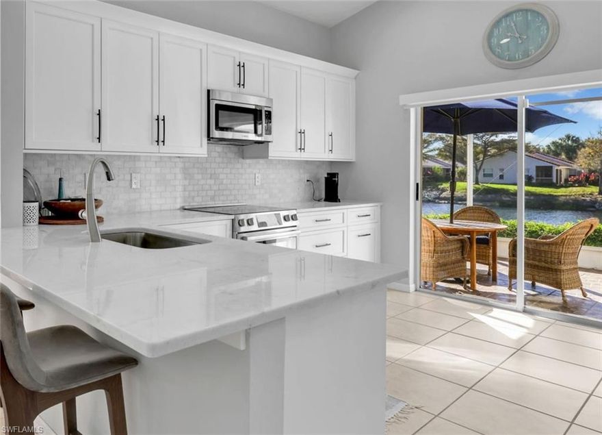 NEW ROOF, NEW KITCHEN, AND LAKE VIEWS—this beautifully updated Cascades home offers a rare combination of sought-after upgrades in the heart of Estero. Meticulously maintained and showing like a new home, this residence provides peace of mind with accordion hurricane shutters, NO CDD, and a preferred Flood Zone X location, where flood insurance is not required. From the moment you enter, natural light fills the home, highlighting serene lake views, modern finishes, and an open, flowing layout that creates a welcoming sense of calm. High ceilings enhance the spacious feel throughout.

The NEW KITCHEN is a standout, featuring granite countertops with lake views, soft-close cabinetry, and stainless-steel appliances—ideal for everyday living and entertaining. Updated bathrooms showcase clean, modern finishes designed for comfort and ease of use. An extended lanai delivers the outdoor living space you’ve been seeking, perfect for relaxing, entertaining, or enjoying peaceful lake views.

Ideally positioned just a short walk from the community pool, this home offers effortless access to one of The Cascades’ most enjoyed amenities. Located within The Cascades at Estero, one of Southwest Florida’s premier 55+ communities, residents enjoy resort-style amenities and low HOA fees that include cable, internet, ADT security, lawn and landscape care, indoor and outdoor pools, pickleball, tennis, bocce, a fitness center, and a full calendar of social activities. Centrally located west of I-75, near award-winning beaches, shopping, dining, and RSW International Airport.

This is the one you’ve been waiting for—schedule your private showing today.