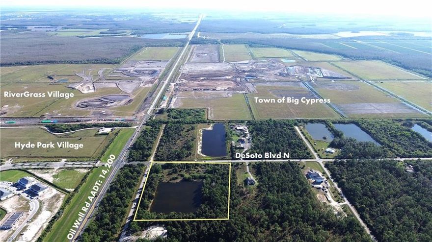 LSI Companies is pleased to present this strategic development opportunity in eastern Collier County. The property is 7.49± acres, along DeSoto Blvd N, and adjacent to Oil Well Road, benefiting from the high-visibility corner and rapid expansion of Golden Gate Estates. This opportunity is within minutes of several newly developed and anticipated master planned communities and active commercial hubs that are driving the progress in Eastern Collier. As evidenced, the subject property is directly in the path of growth as this corridor is experiencing long-range infrastructure investment and large-scale residential and mixed-use developments from both national and regional partnerships. 

The subject site is a prime opportunity for investors and developers to capitalize on the momentum the long-awaited Town of Big Cypress, Hyde Park Village, Rivergrass Village and Skysail (with direct visibility from the subject). As Collier County continues to transition eastward this site is uniquely positioned to meet the surging demand for commercial and service-oriented infrastructure, making it a cornerstone for future regional development. 


Property Highlights: 
Property Size: 7.49 acres 
Zoning: Estates District 
Future Land Use: Residential Estates Subdistrict 

Development Regulations (existing zoning): 
Max Density: 1/DU per 2.25 gross acres 
Max height: 30' feet (2-stories) 
Lot Coverage: 10% (32,600 Sq. Ft.) 

Approved uses include, not are not limited to:  
     Single Family Residential 
     Essential services 
     Family Care facilities 
     Private School (Conditional Use) 
     Religious Facilities 

Location Highlights: 
    9± miles to I-75
   13± miles to US-41 
   10± miles to Livingston Road 
   16± miles to Downtown Naples 
   28± miles to RSW International Airport 
   8± miles to Naples Private Airport 
   32± miles to Florida Gulf Coast University