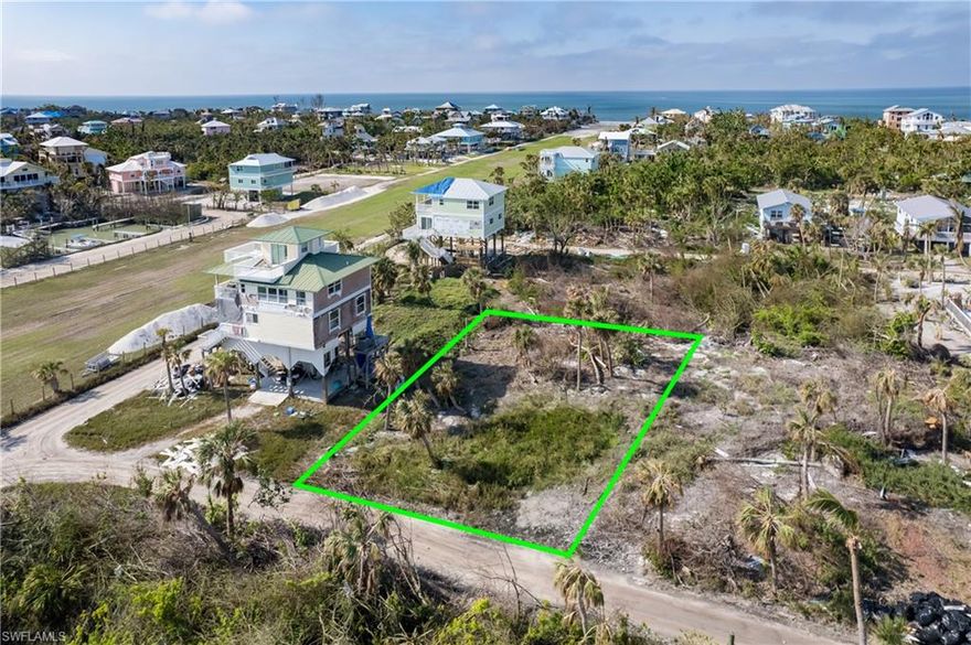 This is an exceptional buildable lot! Steps from the sugar sand beaches of North Captiva and the runway. Build your dream home or keep it simple and use the same builder that would have built for the seller's. Royal Corinthian Homes has a build design for this lot to see panoramic views with 5 bedrooms & 3 1/2 baths. Large open floor plan on top floor with kitchen & living area with sliders across entire house. Large picture window on the side of house to optimize water views. Master suite on the 3rd floor where the main living space and powder bath are. First flight has 4 bedrooms with a Jack and Jill bath and laundry room. Short walk or golf cart ride to beautiful wide sandy beaches, state preserve, restaurants, resort-style amenities & a ferry landing. Once built this would be a great potential for vacation rental income, secondary home or primary home.