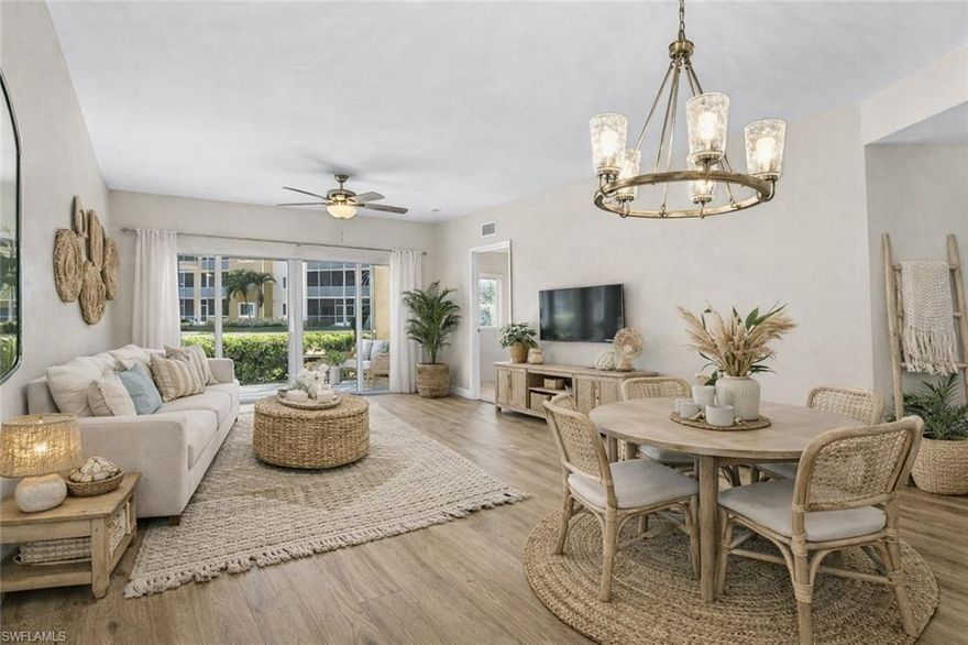 Light and bright 3BR/2BA first-floor END UNIT condo in the heart of Bonita Springs with ALL NEW FLOORING throughout. This move-in-ready home features fresh interior paint, new trim, granite countertops, and stainless steel appliances with a desirable split-bedroom layout.

Enjoy peaceful lake and fountain views from the screened lanai, plus walking trails that loop around the lakes just steps from the front door. The primary suite offers a walk-in closet, and a full-size washer and dryer are located inside the unit.

Located in Lakeside Hideaway, a pet-friendly community allowing two furry friends, not in a flood zone, with LOW condo dues and amenities including a heated pool, cabana, and beautifully maintained grounds.

Centrally located just minutes to Downtown Bonita Springs, Coconut Point, Miromar Outlets, approximately 15 minutes to Barefoot Beach, and about 30 minutes to RSW International Airport.

A great opportunity to own a first-floor end unit with new finishes, water views, walking trails, and low condo dues in a desirable Bonita Springs location.