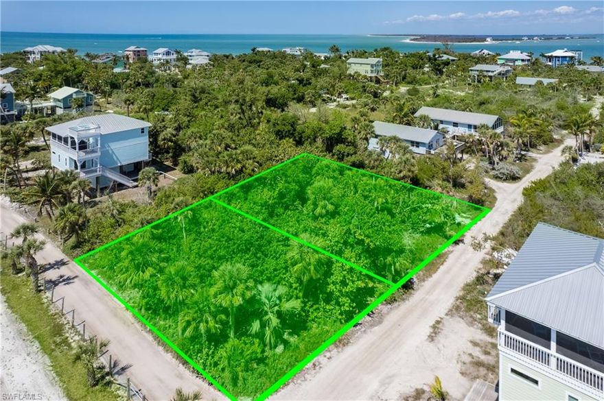 Fly your plane or take a boat ride to your new house on North Captiva Island. This double-buildable lot is located on the scenic north end of the island on the airstrip. This property is the perfect location for a hangar to store your private plane at your new custom home. Potential panoramic views of the Gulf of Mexico, North Captiva Pass, and Cayo Costa from your new home or lookout tower. The double lot already has a well on the property, and the elevation is higher than most. Conveniently located just a short walk to miles of pristine beaches and the resort area with restaurants, boat rentals, shopping, ferry landing, pools & tennis.  ML# 224021960 is being sold with this lot. You must buy both lots for a total of $500,000.