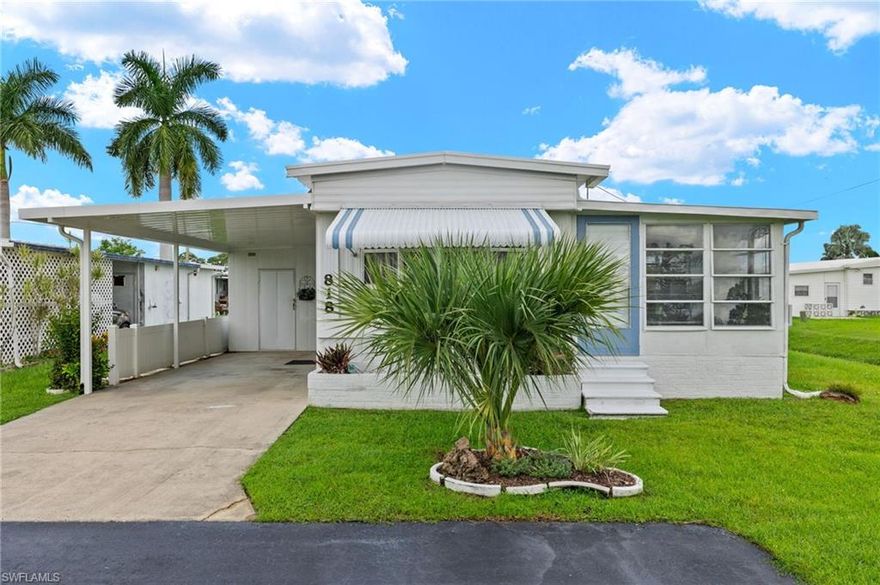 Are you dreading those cold winter days and nights without any sunshine? Well, this is your answer...The Florida lifestyle in Lazy Days Mobile Home Village. Imagine waking up to a warm sunrise, enjoying your coffee in your air-conditioned Florida room... giving you that extra space to make it feel like home. This impressive 2 Bed 1 Bath home offers 672 Sq ft of space and comes fully equipped with all appliances such as oven/range, fridge and microwave. With great features like a central A/C unit, wall units, ceiling fans, and lots of built-in cabinets, this home leaves nothing to not be desired. Other appliances included are a washer and dryer set. The master bedroom allows for tons of natural light!!! That's not all, the bathroom has a beautifully updated shower, complete with a large vanity. The exterior siding is made of sturdy metal. With plenty of parking space, a carport, and a shed for extra storage needs, pristine and filled with natural light, this home is ready for an owner who is ready to enjoy the warm climate and friendly neighbors in beautiful Southwest Flordia! Don't miss out and come see it today!